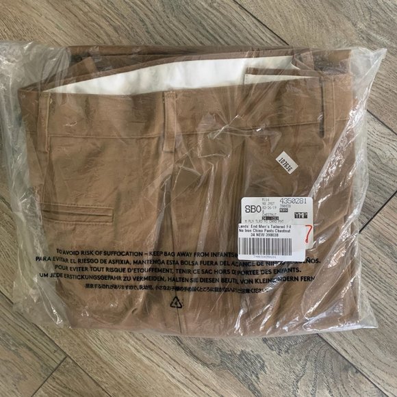 NWT LANDS' END MEN'S TAILORED FIT NO IRON CHINO PANTS CHESTNUT 34X31 - Picture 5 of 7